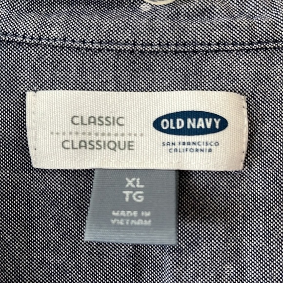 Old Navy Classic Denim Color White Dots Long Sleeve Button-down Size XL Pocket - Picture 3 of 12
